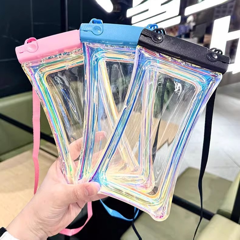 Laser Waterproof Phone Pouch with Touch Screen Capability, Transparent Airbag Phone Waterproof Case, Drifting and Swimming Gear, Sealed Diving Cover