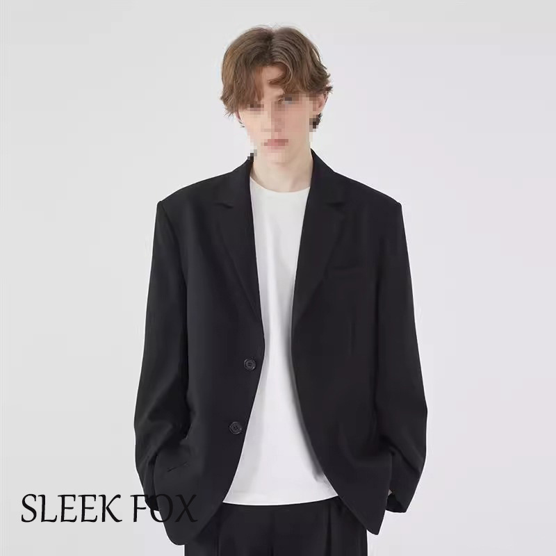2025 Autumn/Winter Black Suit Men's Loose High-End Designer Style Retro Casual Korean Version Blazer Men's Jacket