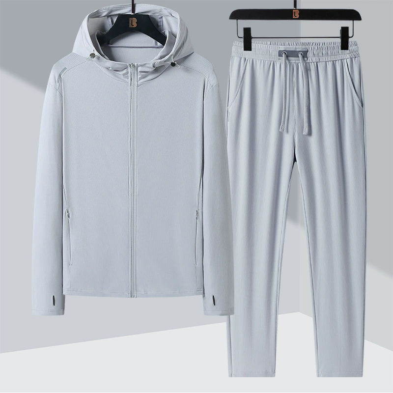 UPF50+ ледяной шелк спортивный костюм для пар больших размеров летний быстросохнущий защита от солнца рыбалка удобный дышащий антиморщин комплект из двух предметов