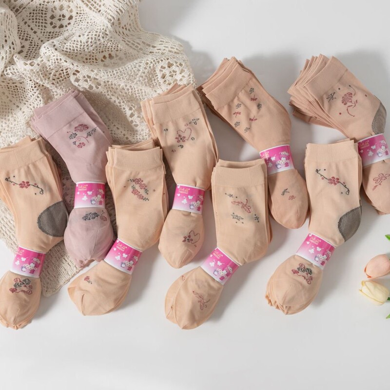 Women's printed velvet stockings reinforced with heel socks flesh-colored short tube stockings mother women's socks wholesale Women's printed velvet stockings reinforced with heel socks flesh-colored short tube stockings mother women's socks wholesale