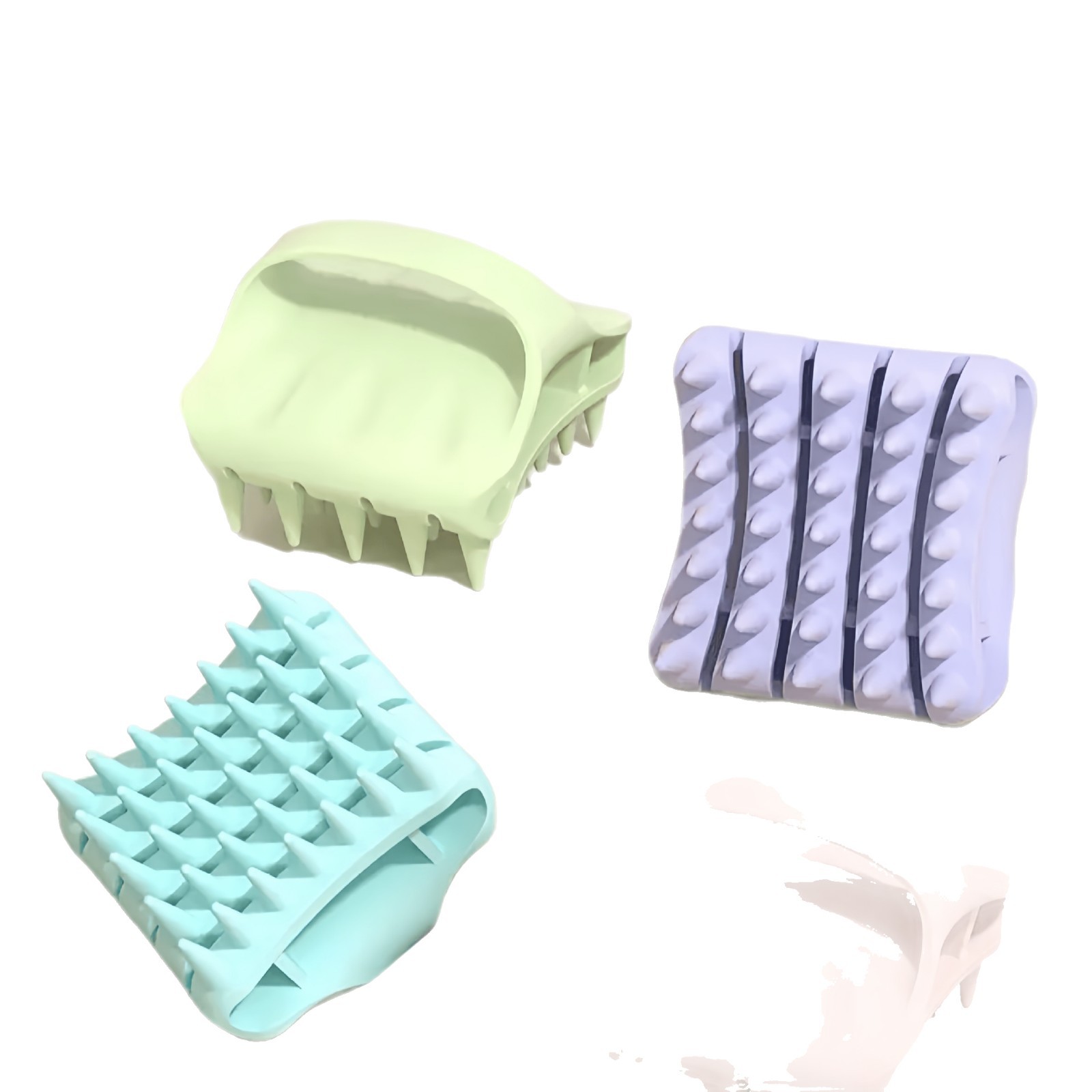 Peine de champú de silicona elástica, masaje hueco, limpieza del cuero cabelludo, no daña el cabello, artefacto de champú, peine multifuncional