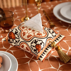 Light luxury retro reactive printed and dyed short plush fabric for home living room plaid floral series car fabric tissue box