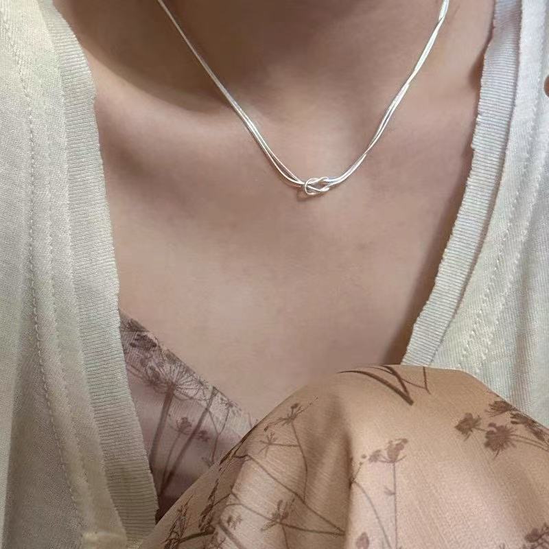 碎银小方块小众设计感珍珠项链女百搭925纯银锁骨链不掉色配饰女|undefined