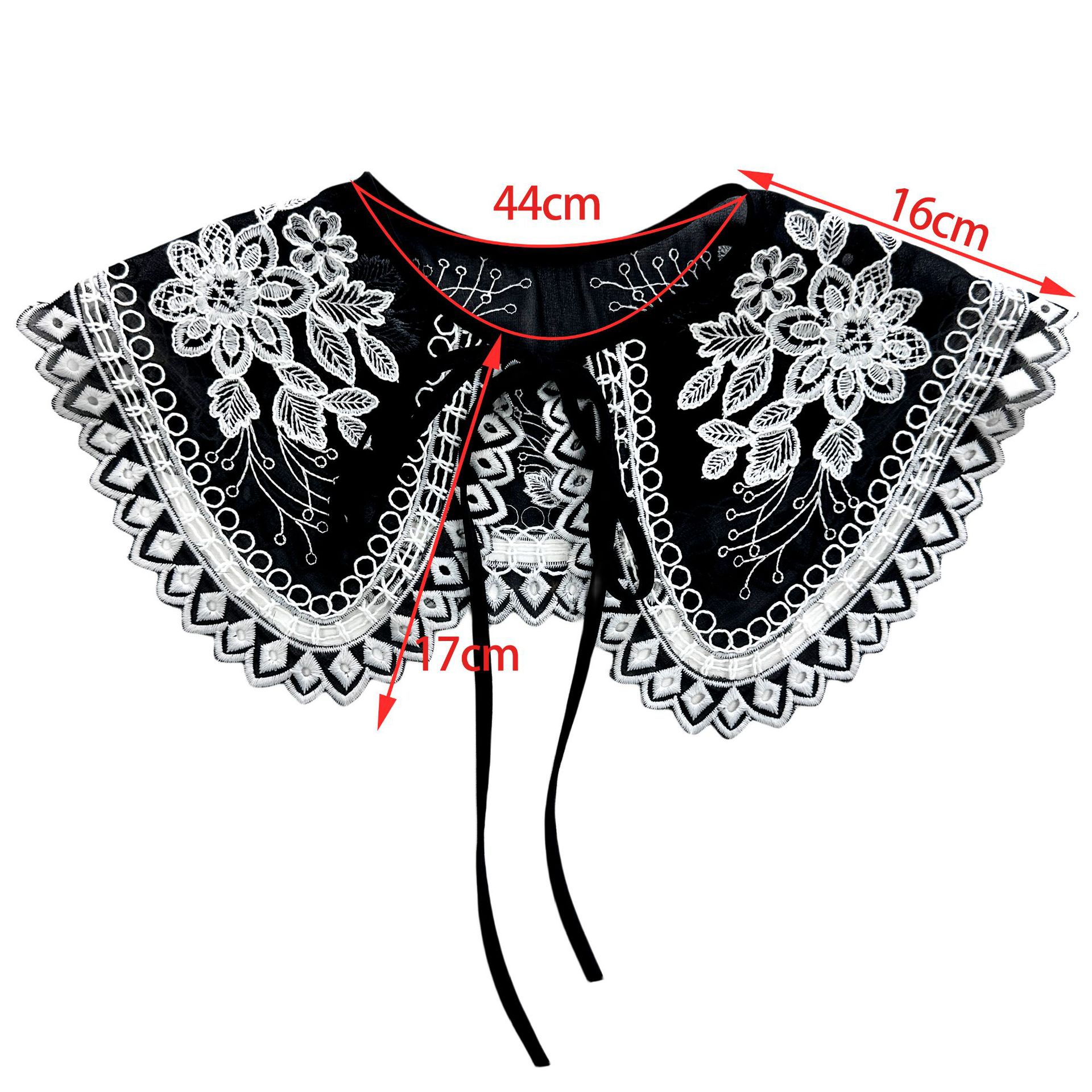 Venta caliente transfronteriza nuevo negro hueco bordado falso collar mujer multi-funcional hombro decoración chal falda falso collar image 5
