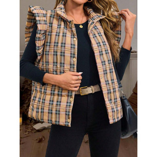 D 60169 Women's Plaid Cotton Vest Ůʿ���ӊA���R��
