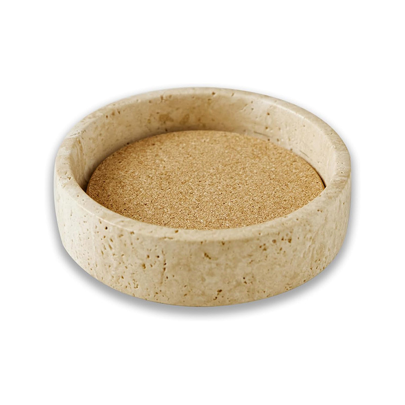 Cross-Border Natural Marble Bottle Coasters Suitable for Champagne and Wine Bottles, Non-Slip Yellow Travertine Jewelry Storage
