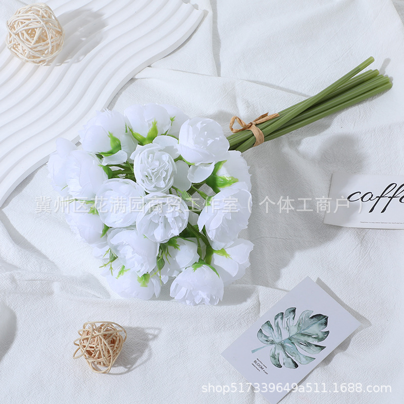 27 simulación casera con flores de té rosa flores falsas ramo de flores de alto nivel de diseño de escena realista