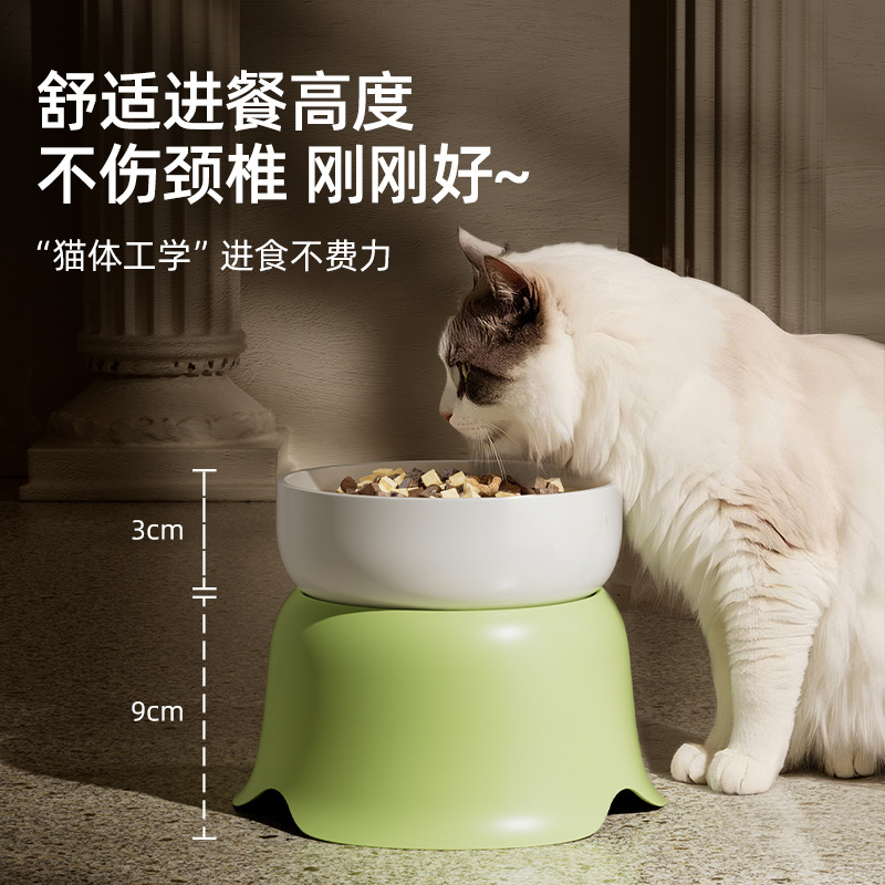Tazón para gatos Tazón para perros Cerámica Mentón anti-negro Tazón de comida para gatos Tazón de agua Protección de acero inoxidable Tazón de comida para perros de columna cervical Tazón de arroz Tazón alto