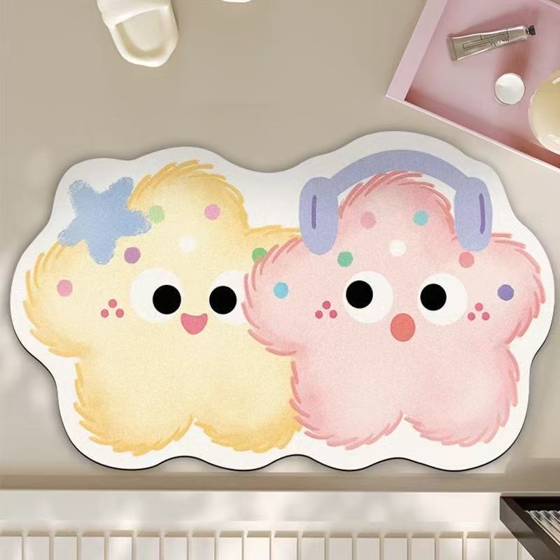 Alfombra absorbente para baño con dibujos animados, alfombra antideslizante de tierra de diatomeas para la entrada del baño, alfombra de secado rápido para el inodoro del hogar, envío gratis