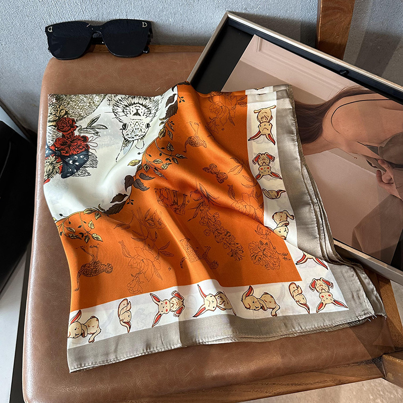 Bufandas de seda para mujeres 2025 primavera y otoño moda versátil temperamento minimalista 65cm bufandas de seda simuladas bufandas delgadas bufandas