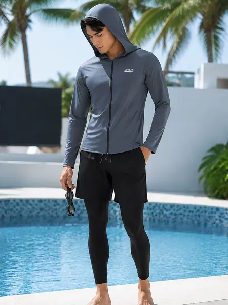 Sun Protection Quick-Drying Wetsuit Men's Split Long-Sleeved Pants Suit Plus Jellyfish Suit Hooded Swimming Snorkeling Surfing Suit