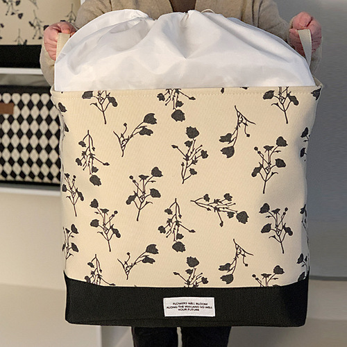 Thickened fabric drawstring moving portable storage basket clothes wardrobe storage box quilt dormitory dirty clothes bucket storage bucket