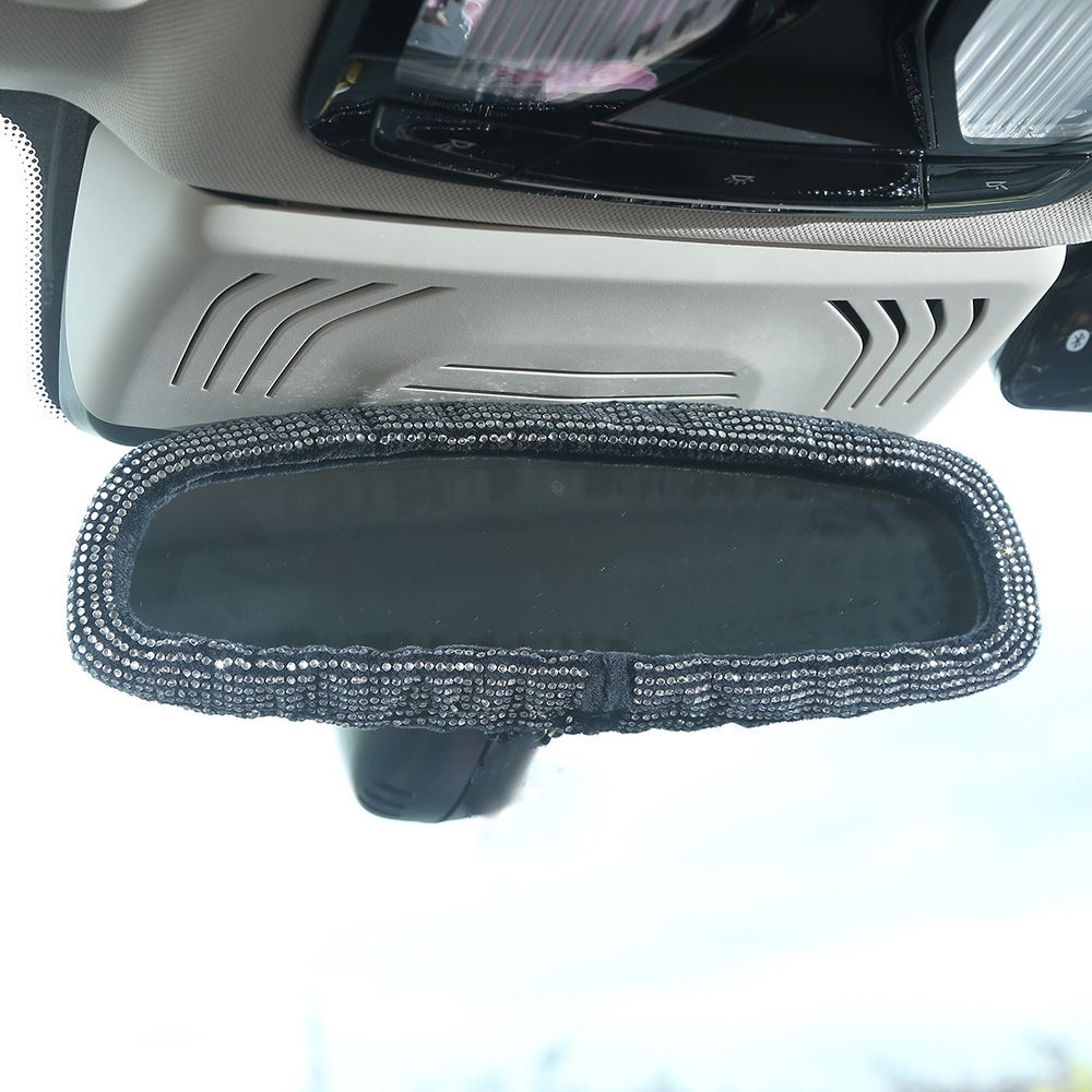 Full-diamond car steering wheel cover, dazzling rhinestone seatbelt shoulder pad, universal for all seasons, rearview mirror protective cover, wholesale