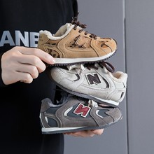 儿童加绒运动鞋秋冬新款女童阿甘鞋软底德训鞋男童鞋跑步鞋子休闲