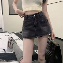 美式复古高腰牛仔半身裙女夏季新款辣妹包臀超短裙A字裙裙子裙裤