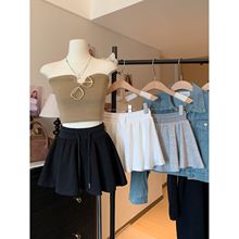 黑色小短裙芭蕾风2025夏季新款女装A字裙短裙高腰半裙裤裙裙子潮