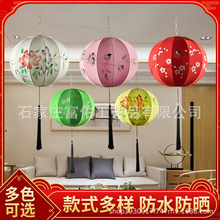 传统中式手工绘画庭院中国风宫灯户外防水古典装饰弹力布圆形灯笼