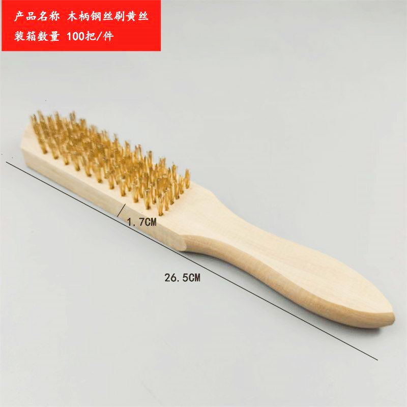 Cepillo de alambre con mango de plástico para limpiar cepillo de alambre de cobre con mango de plástico de acero industrial, cepillo de alambre de acero chapado en cobre para descontaminar a mano y duradero