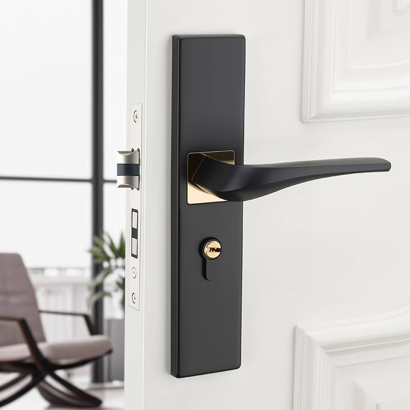 Cerradura de puerta interior para el hogar, puerta de madera para baño, cerradura de madera maciza, manija de puerta, cerradura de ingeniería de aleación de aluminio, cerradura de puerta del dormitorio