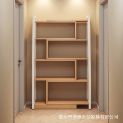 实木转角书架落地置物架一体靠墙家用伸缩书柜客厅多层简易储物架