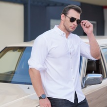 欧美跨境大码男士长袖衬衫加肥加大码春秋新款纯色百搭职业衬衣胖