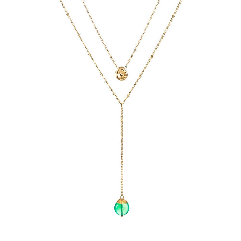European and American fashion personality design golden pea pendant multilayer necklacepicture11