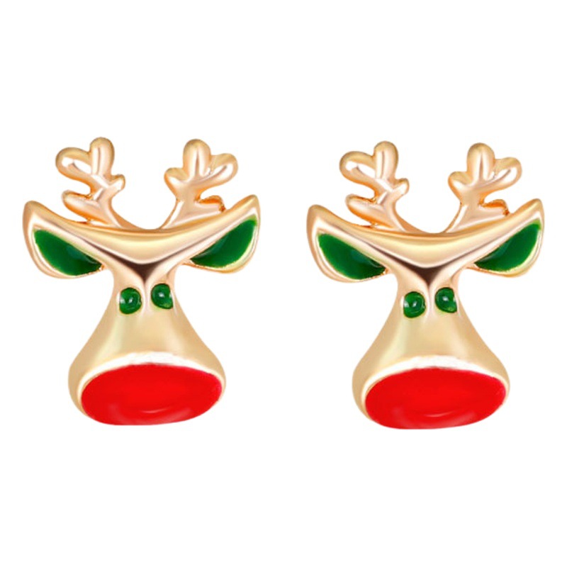 Christmas earring set women's red bell earrings Christmas tree European and American snowflake elk crutch cross-border new accessories