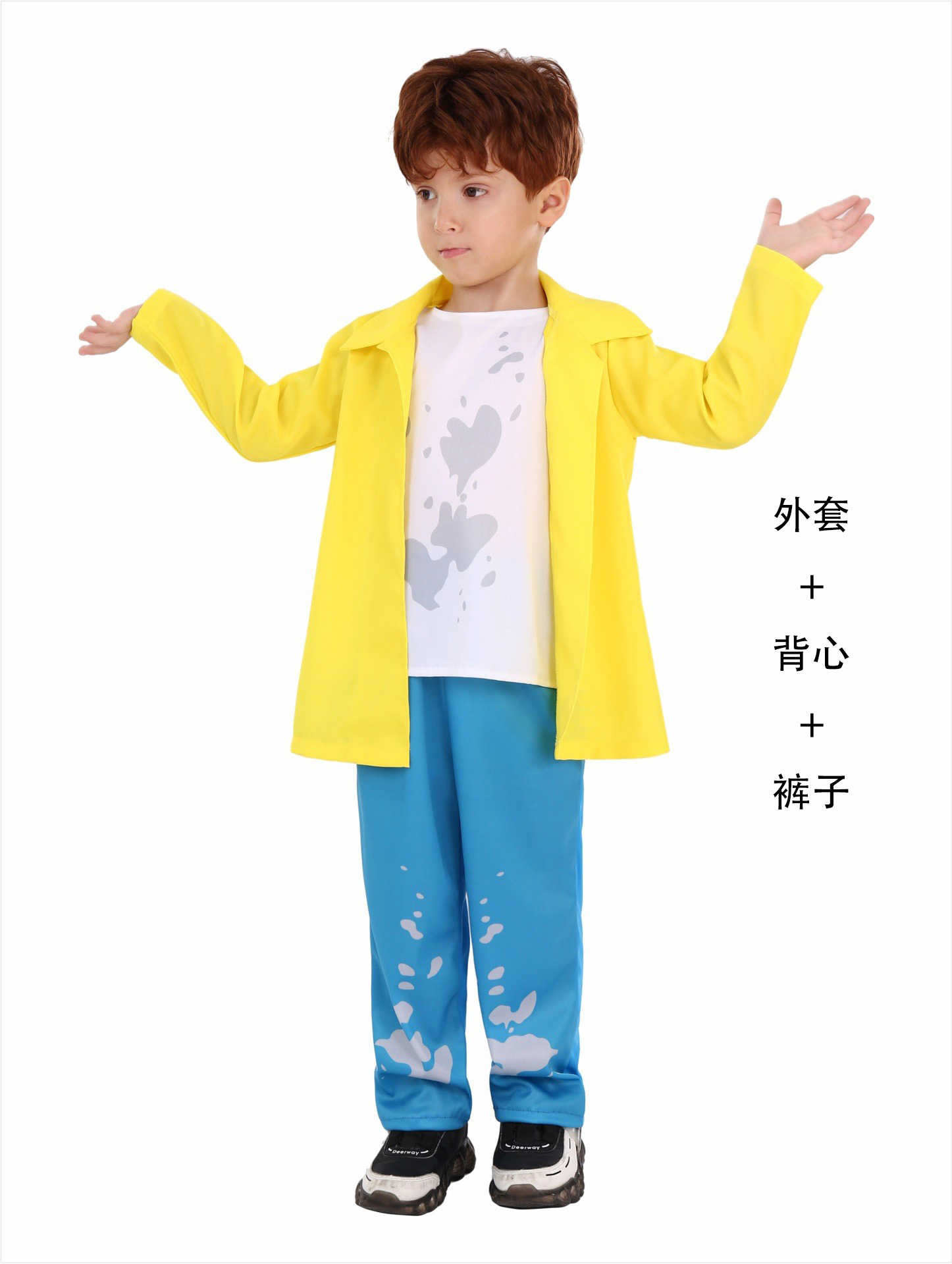 Traje de Halloween para niños Una pieza de reparto Charlie Chocolate Factory Willewanka cos Traje de actuación