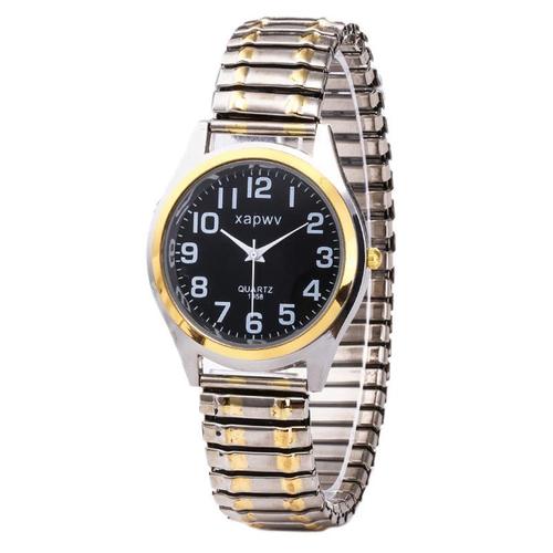 Running volume item number elderly elastic band watch for men, gold interlocking casual classic couple pair, factory direct supply