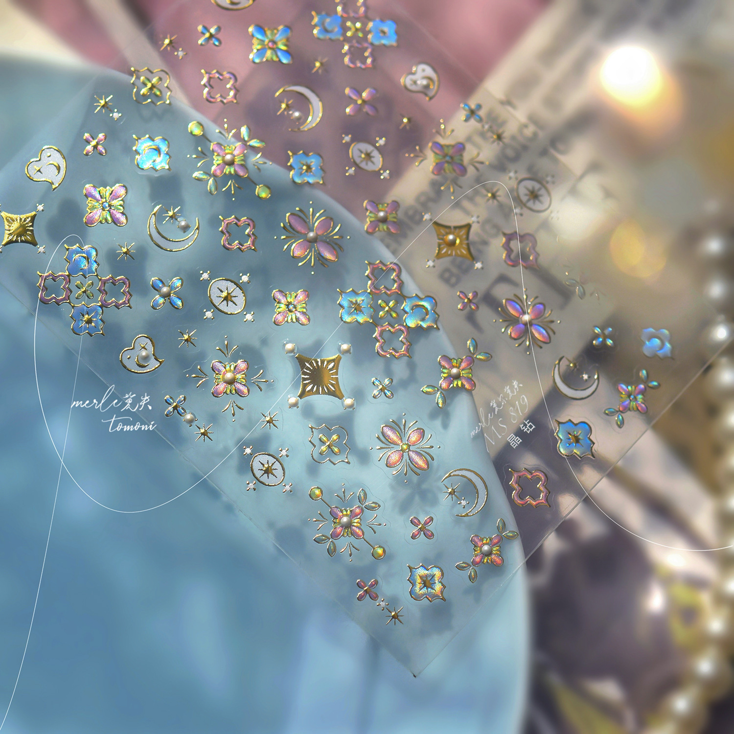 Nail Art nuevo estilo Mo Lost Crystal Diamond Nail Sticker Papel Red Estilo caliente Nueva decoración china Etiqueta de uñas bohemia al por mayor