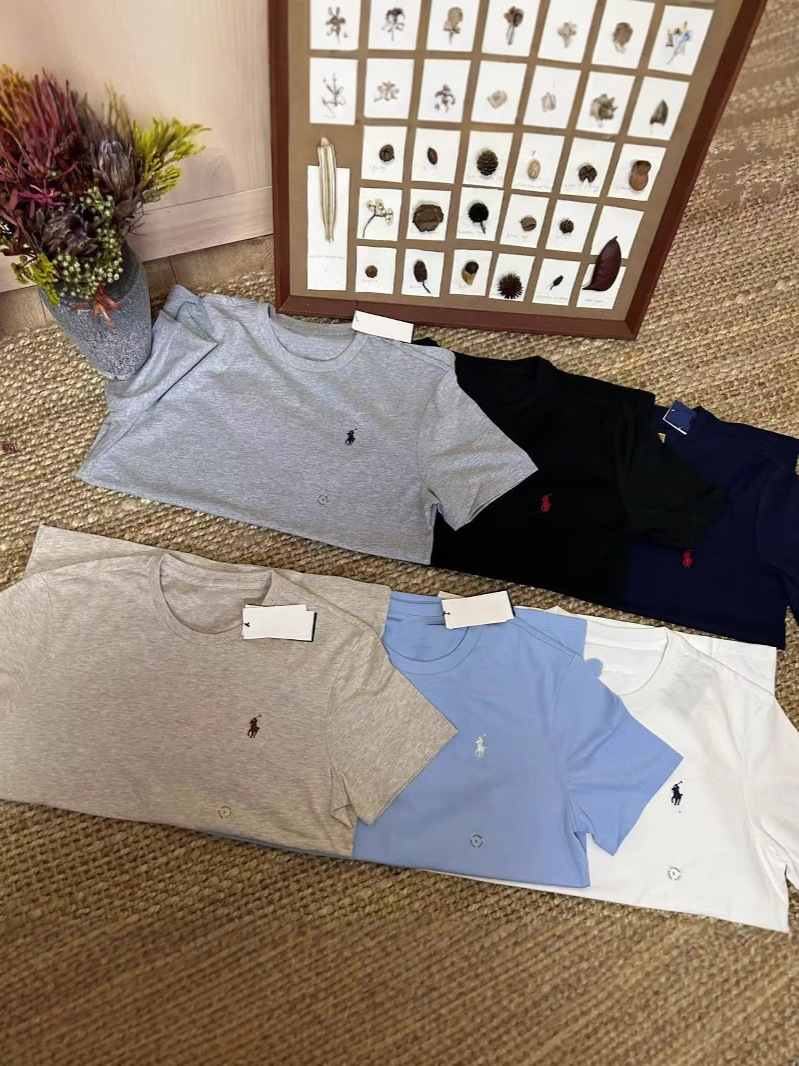 高品質スキャン可能なRLラフ夏の新しい丸首半袖tシャツ男性上着半袖tシャツカジュアル