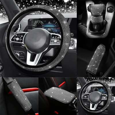 Cross-Border Full Diamond Car Steering Sürətlər qutusu və əl tormozu başlıqları