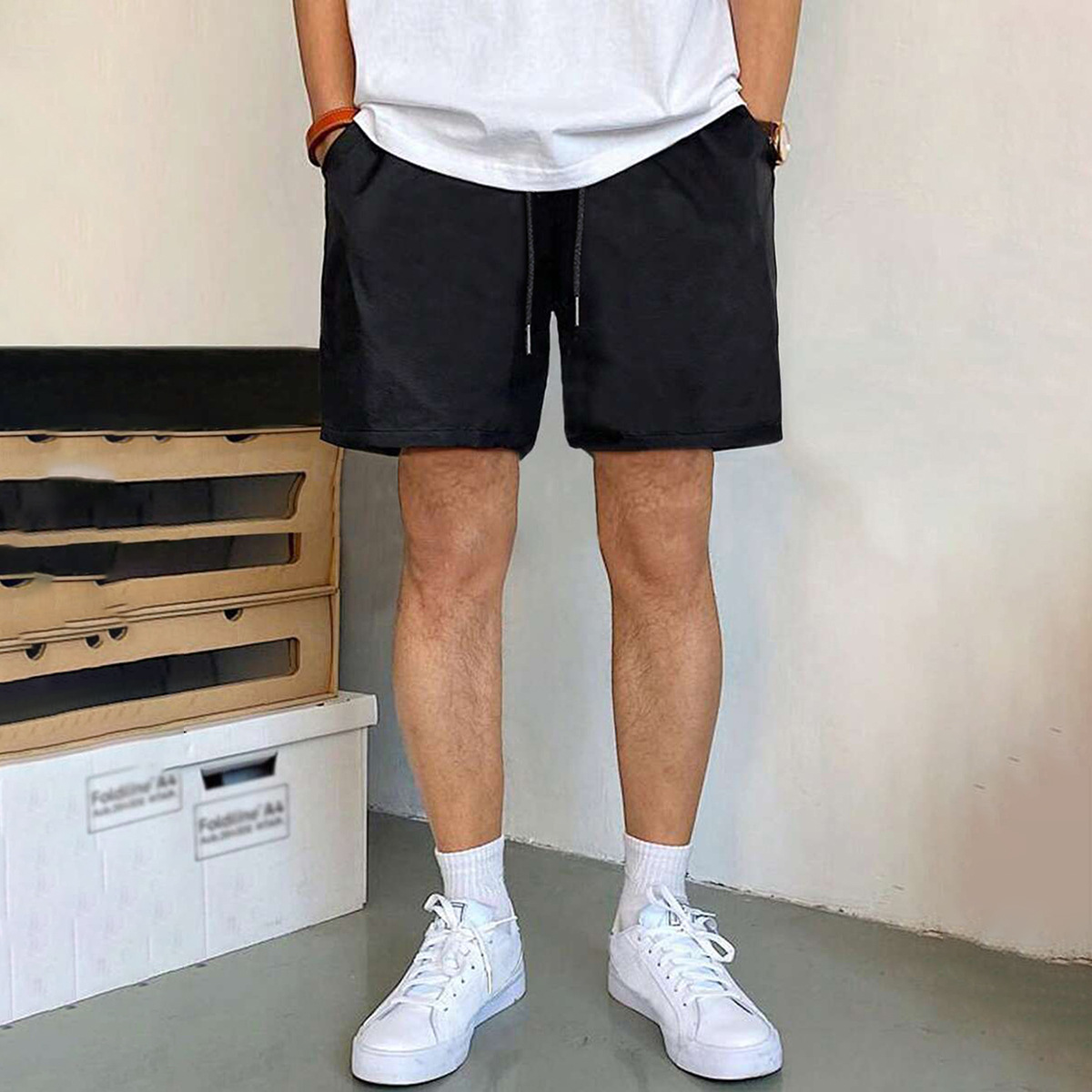 Japanische, locker sitzende High-Waist-Shorts – Streetwear-Shorts mit elastischem Kordelzug, weitem Bein und lässigem Schnitt für Damen, atmungsaktiv und stylisch_voghion.com