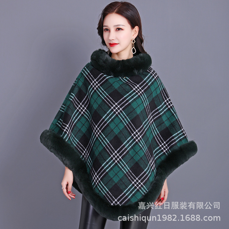 2025 delgado piel sintética mujer nuevo cuello redondo a cuadros sin mangas chaqueta europea y americana mujer más temperamento de chal de piel de conejo rex de terciopelo