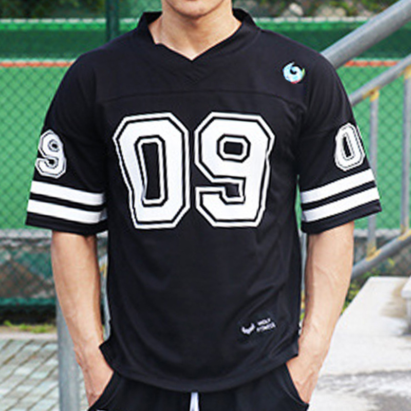 T-shirt estiva a maniche corte in rete larga per ragazzi sottili Top da uomo con scollo a V traspirante ad asciugatura rapida_voghion.com