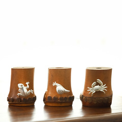 Old bamboo lid set, bamboo root teapot lid holder, bamboo purple sand pot lid, tea bowl lid set, tea ceremony accessories