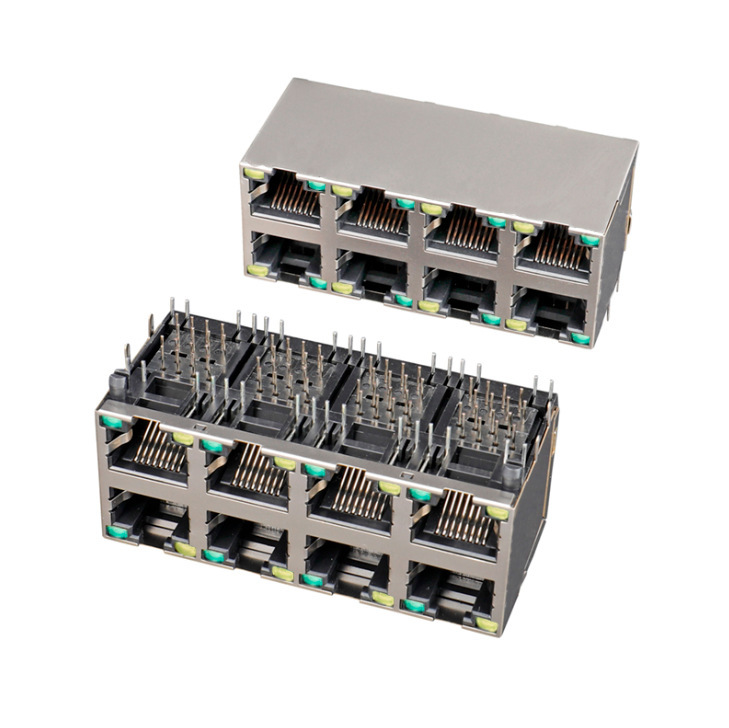 2X4 Led 5g 10g Ethernet Rj45 Connector Transformer Network Port Rj45 Female Socket 8P8C Socket