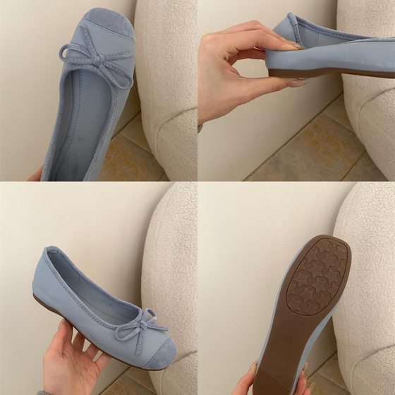 Inner Height Version ~ French Bow Shallow Mouth Single Shoes Women's Spring and Autumn Gentle Pink Soft Bottom Ballet Evening Shoes