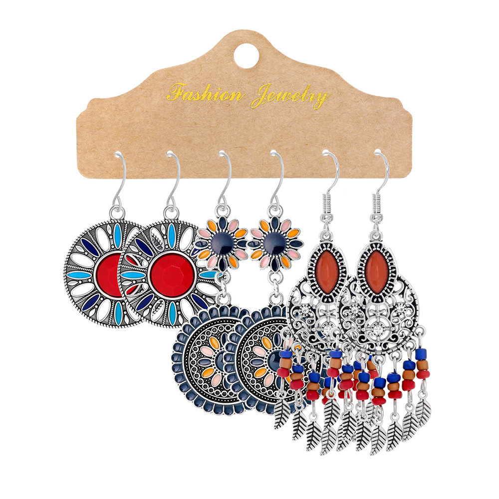Cross-Border Hot Selling Set of Jewelry Wholesale European and American Fashion Earrings for Women Creative Drop-Shaped Alloy Earrings Jewelry Wholesale