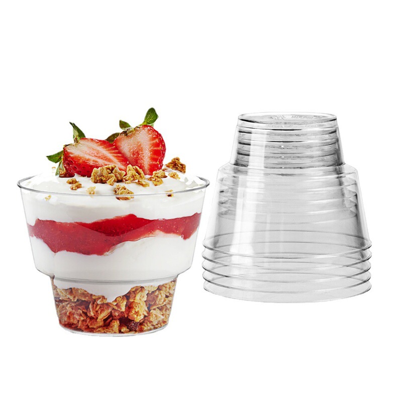 Ice cream cone cup disposable transparent plastic cup height increasing round cup ice cream dessert shop Universal trial Cup