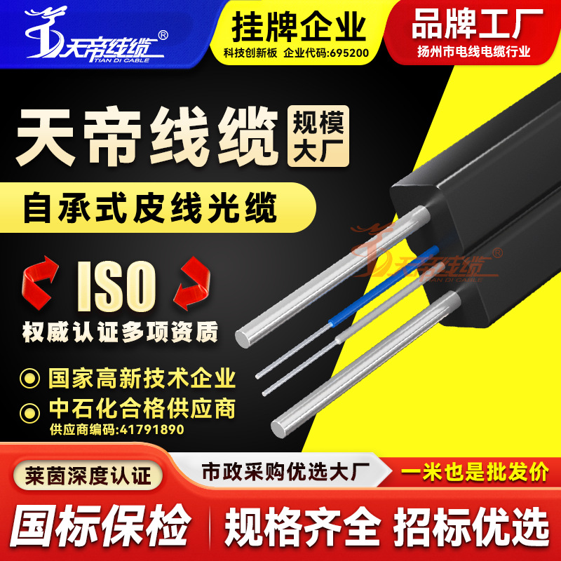 天帝FTTH自承式皮线光缆室内外通信线缆GJYXCH单芯双芯蝶形电缆线