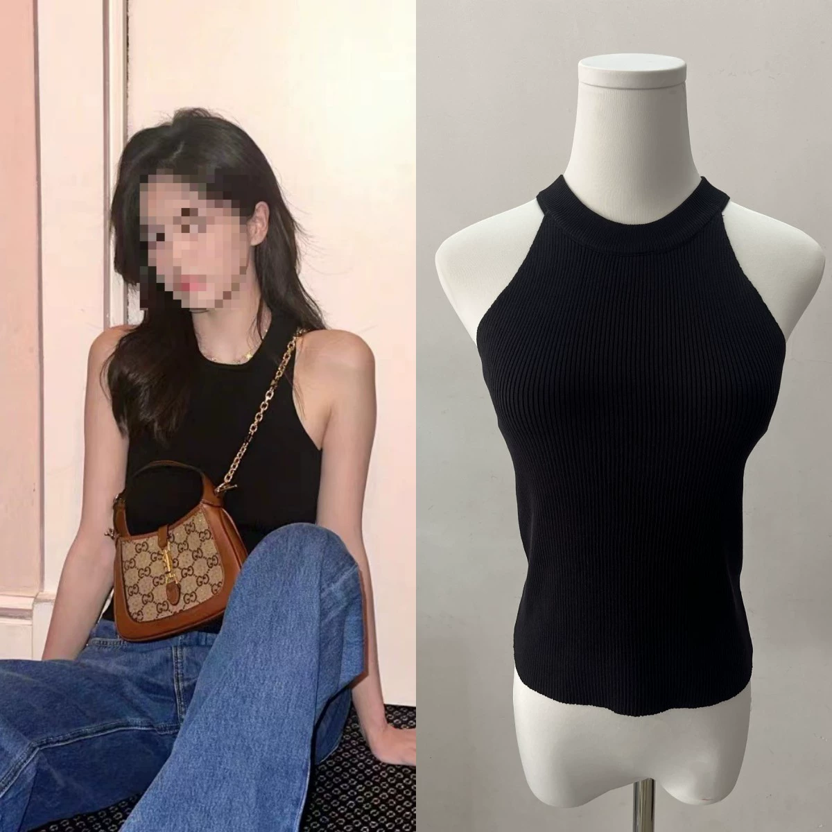 Сигнал сердца Ян Кайвэнь Чжао Руси с черным воротником свитер жилет Женская приталенная внутренняя куртка