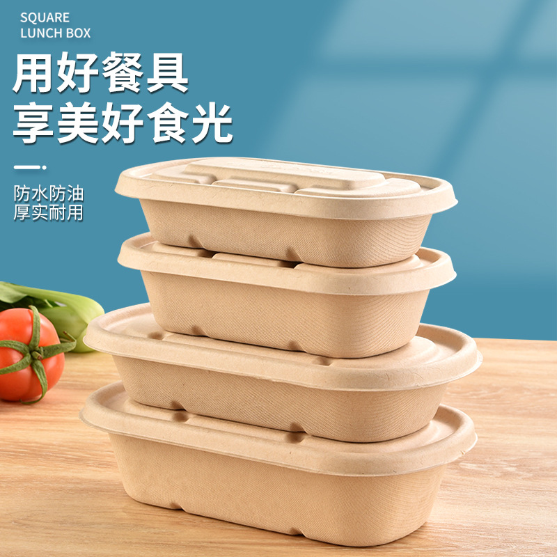 【一次性餐盒】可降解环保纸浆餐具沙拉饭盒分体外卖快餐便当打包|ru