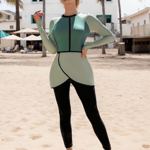 2024 New Foreign Trade Muslim Swimsuit Women's Double Color Conservative Swimsuit Beach Swimsuit