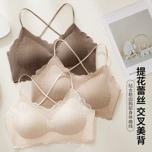 Factory wholesale strap lace beauty back underwear women seamless wrapped chest back cross push up anti-sagging bra tube top