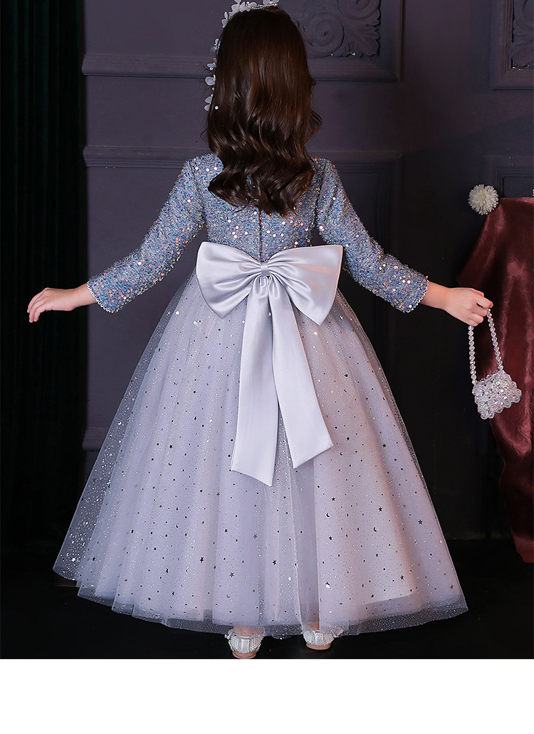 Mädchenkleid Langarm Blumenkind Prinzessin Kleid Kinder Host Klavierkleid High-End-Geburtstagsabendkleid Frühling Sommer – Detail 13