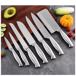 Wholesale all-steel beak hollow handle knife set all-steel handle meat cutting fruit chef knife cross-border export direct sales