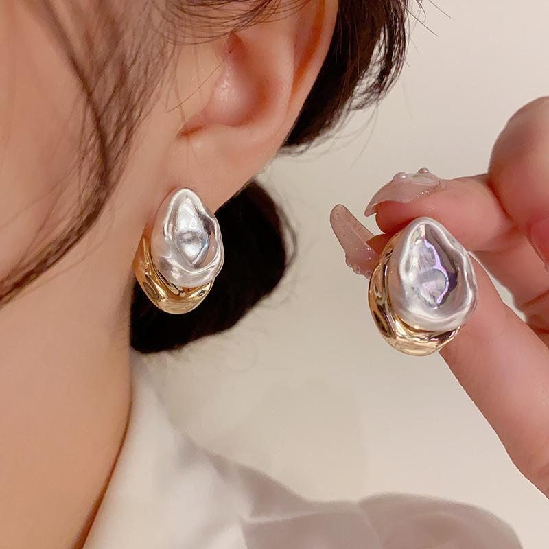 13g Weight 1 Pair Streetwear Water Droplets Heart Shape Mixed Metal Plating Brass Ear Studs