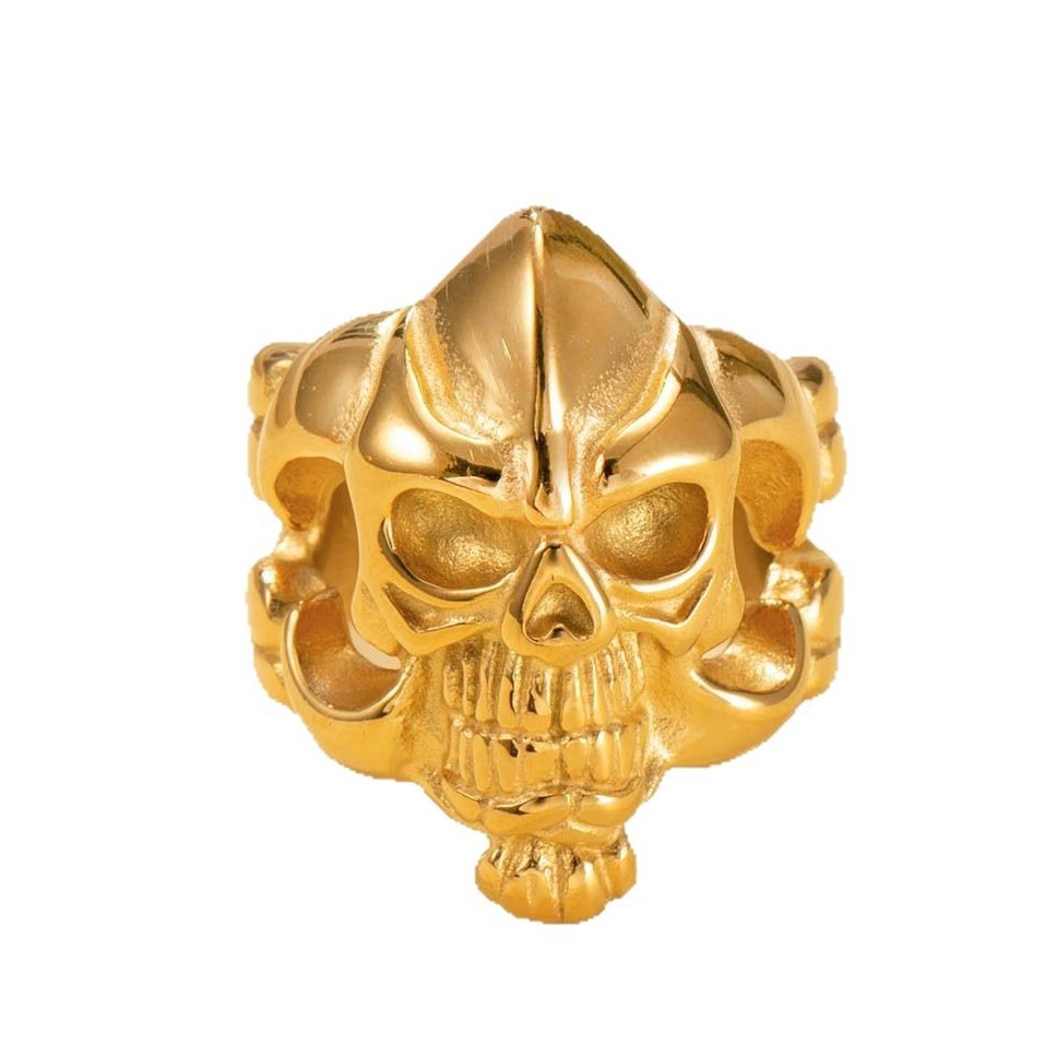 Anillo de acero inoxidable exagerado transfronterizo europeo y americano, calavera de fundición, anillo de hombre, joyería de acero de titanio punk personalizado al por mayor
