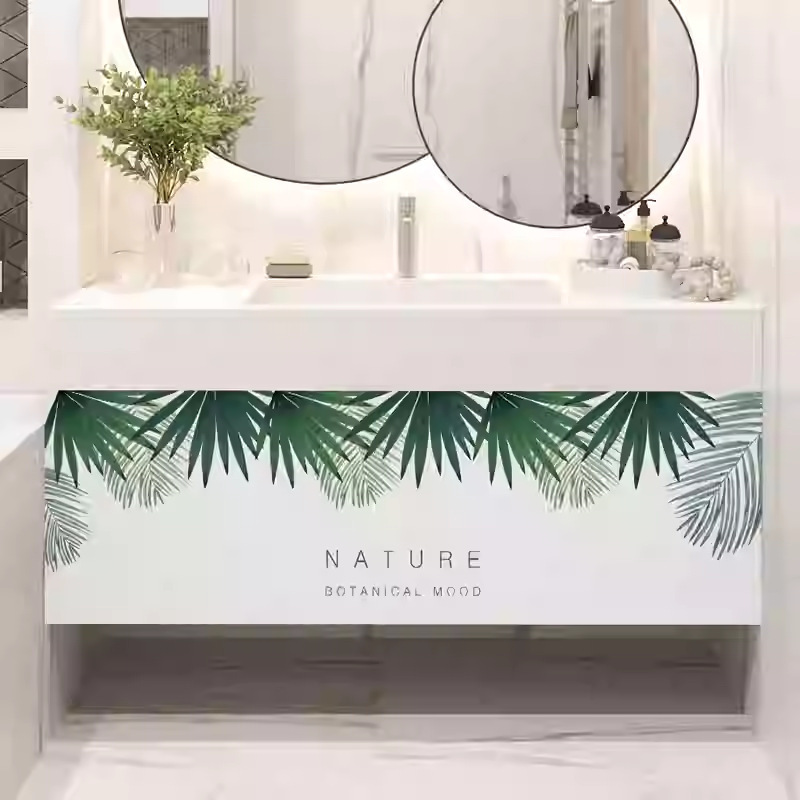 Thickened PVC Waterproof Shelter Curtain Velcro Washbasin Dust-proof Cabinet Ugly-covering Curtain Bath Cabinet Moisture-proof Mildew-proof Cover Cloth